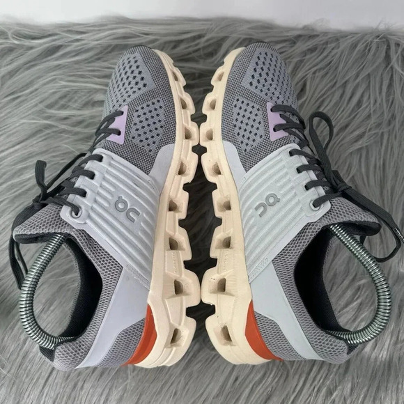 On Running Gray and Orange Performance Athletic Shoes - Picture 7 of 9